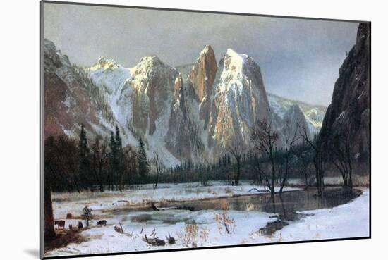 Cathedral rocks, Yosemite Valley-Albert Bierstadt-Mounted Art Print