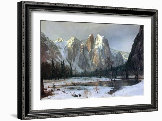 Cathedral rocks, Yosemite Valley-Albert Bierstadt-Framed Art Print