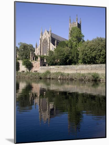 Cathedral West Side and River Severn, Worcester, Worcestershire, England, United Kingdom, Europe-Julian Pottage-Mounted Photographic Print