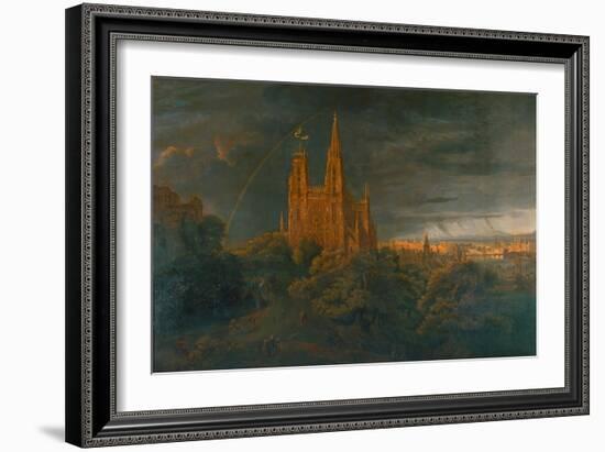 Cathedrale (A Town on a River)-Karl Friedrich Schinkel-Framed Giclee Print