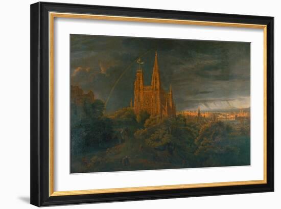 Cathedrale (A Town on a River)-Karl Friedrich Schinkel-Framed Giclee Print