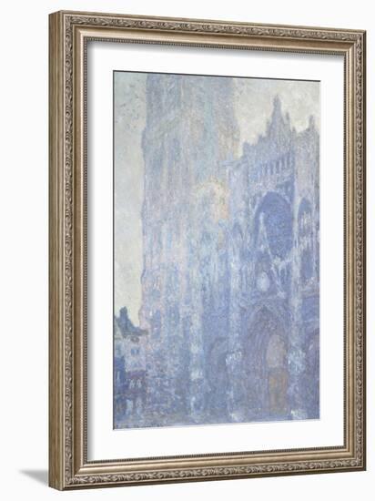 Cathédrale de Rouen. Le portail et la tour Saint-Romain, effet du matin, harmonie blanche-Claude Monet-Framed Giclee Print