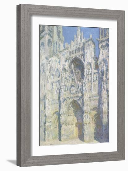 Cathédrale de Rouen, le portail et la tour Saint Romain, plein soleil, harmonie bleue et or-Claude Monet-Framed Giclee Print