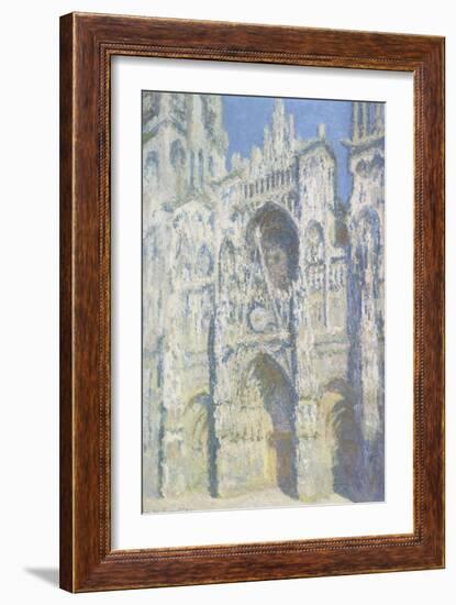 Cathédrale de Rouen, le portail et la tour Saint Romain, plein soleil, harmonie bleue et or-Claude Monet-Framed Giclee Print