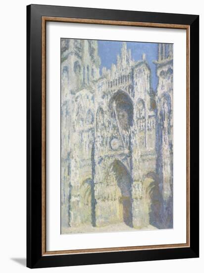 Cathédrale de Rouen, le portail et la tour Saint Romain, plein soleil, harmonie bleue et or-Claude Monet-Framed Giclee Print