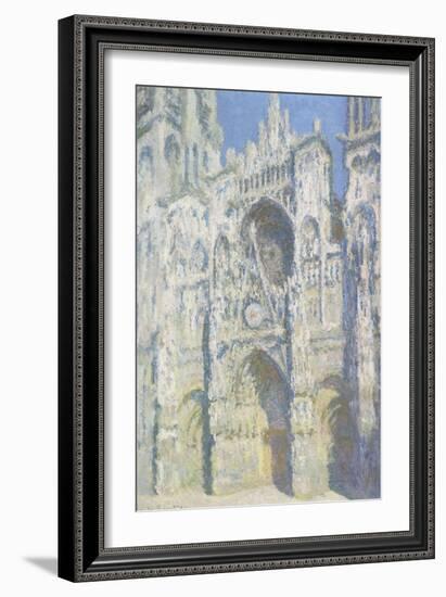 Cathédrale de Rouen, le portail et la tour Saint Romain, plein soleil, harmonie bleue et or-Claude Monet-Framed Giclee Print