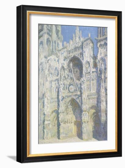 Cathédrale de Rouen, le portail et la tour Saint Romain, plein soleil, harmonie bleue et or-Claude Monet-Framed Giclee Print