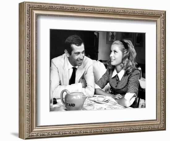 Catherine Deneuve and Roger Vadim Having a Cup of Tea in 1960-DR-Framed Photographic Print