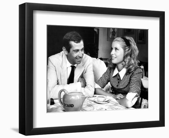 Catherine Deneuve and Roger Vadim Having a Cup of Tea in 1960-DR-Framed Photographic Print