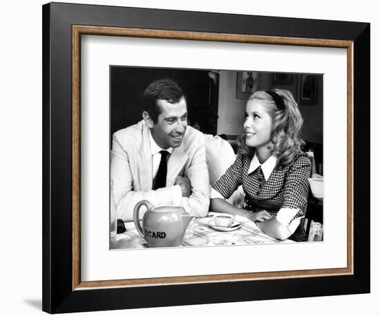 Catherine Deneuve and Roger Vadim Having a Cup of Tea in 1960-DR-Framed Photographic Print