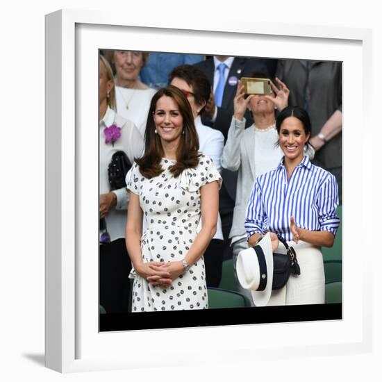 Catherine Duchess of Cambridge and Meghan Duchess of Sussex in the Royal Box at  Wimbledon-Associated Newspapers-Framed Photo