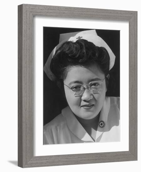 Catherine Natsuko Yamaguchi, Red Cross instructor, Manzanar Relocation Center, 1943-Ansel Adams-Framed Photographic Print