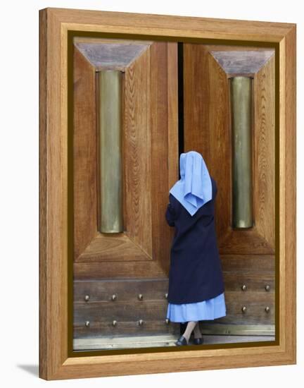 Catholic Nun Opening a Door, Rome, Lazio, Italy, Europe-Godong-Framed Premier Image Canvas