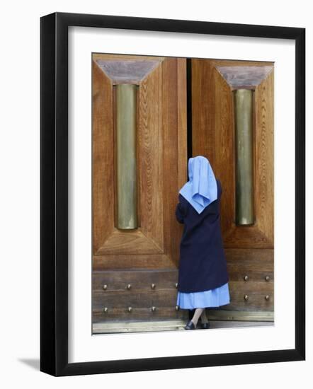 Catholic Nun Opening a Door, Rome, Lazio, Italy, Europe-Godong-Framed Photographic Print