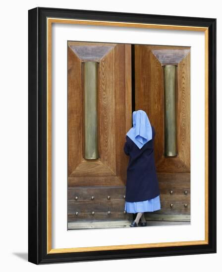 Catholic Nun Opening a Door, Rome, Lazio, Italy, Europe-Godong-Framed Photographic Print