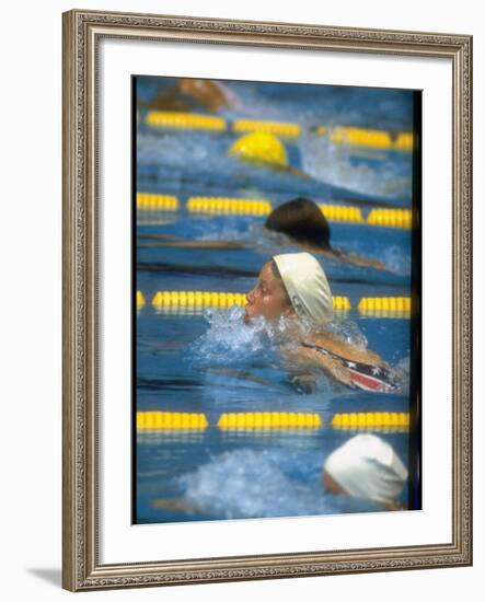 Cathy Carr Swimming in a Race at the Summer Olympics-null-Framed Premium Photographic Print