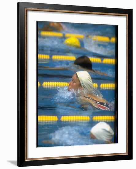 Cathy Carr Swimming in a Race at the Summer Olympics-null-Framed Premium Photographic Print