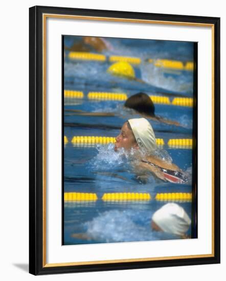 Cathy Carr Swimming in a Race at the Summer Olympics-null-Framed Premium Photographic Print