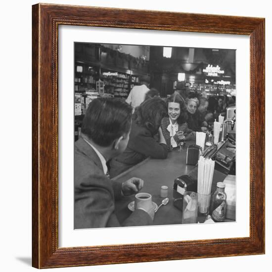 Cathy O'Donnell Having a Chocolate Sundae at Schwab's Drug Store-Martha Holmes-Framed Photographic Print