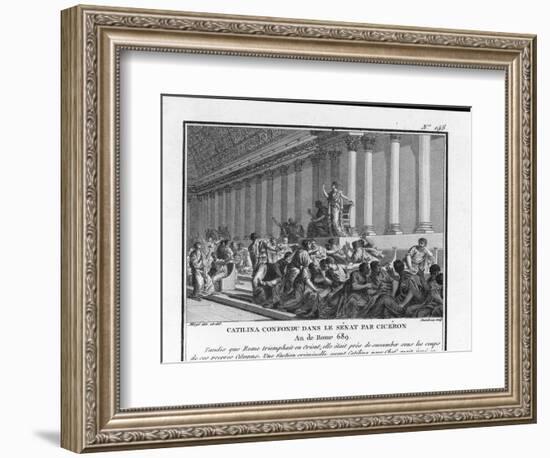 Catiline Plotting to Seize Power in Rome is Denounced in the Senate by Cicero-Augustyn Mirys-Framed Art Print