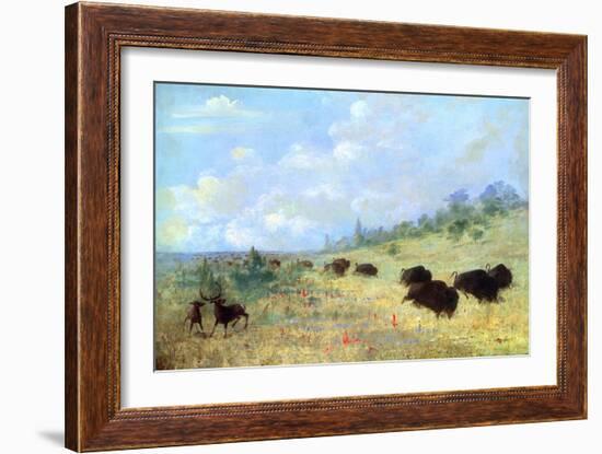 Catlin: Elk and Buffalo-George Catlin-Framed Giclee Print