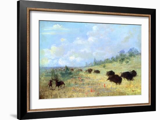 Catlin: Elk and Buffalo-George Catlin-Framed Giclee Print