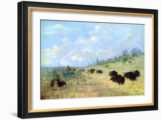 Catlin: Elk and Buffalo-George Catlin-Framed Giclee Print