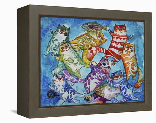 Cats and Fish-Oxana Zaika-Framed Premier Image Canvas