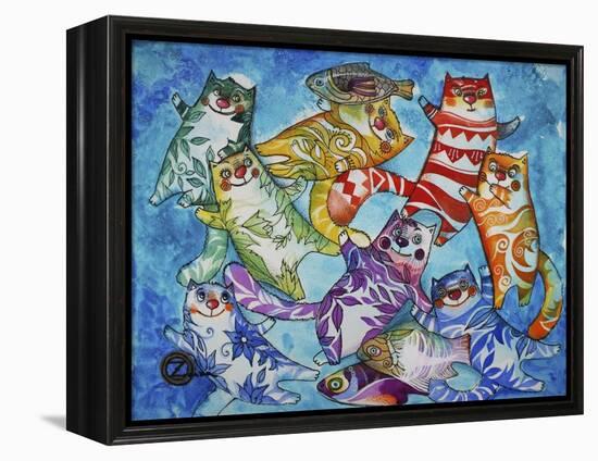 Cats and Fish-Oxana Zaika-Framed Premier Image Canvas