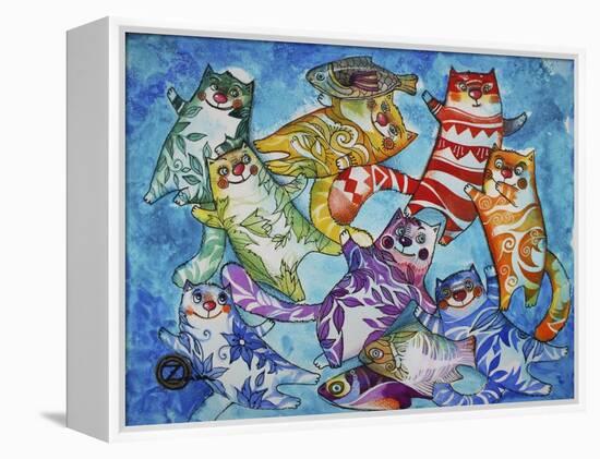 Cats and Fish-Oxana Zaika-Framed Premier Image Canvas