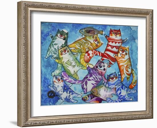 Cats and Fish-Oxana Zaika-Framed Giclee Print