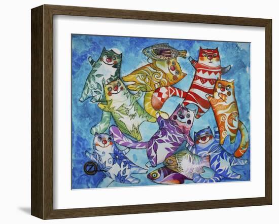 Cats and Fish-Oxana Zaika-Framed Giclee Print