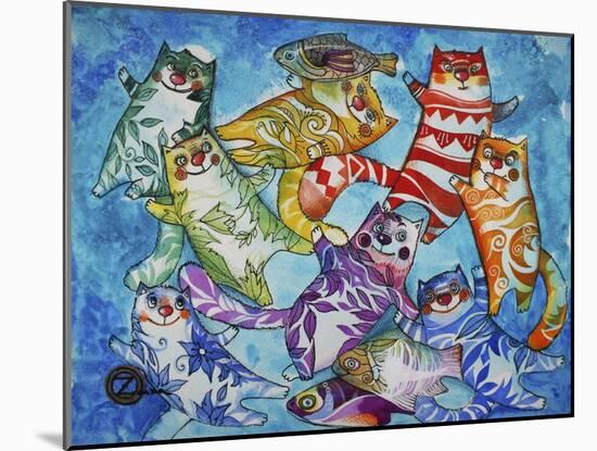 Cats and Fish-Oxana Zaika-Mounted Giclee Print