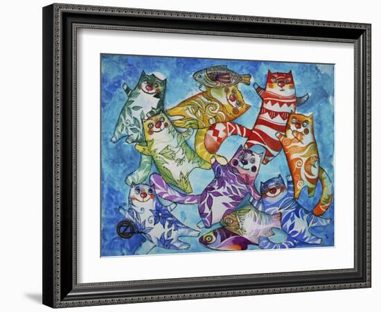 Cats and Fish-Oxana Zaika-Framed Giclee Print