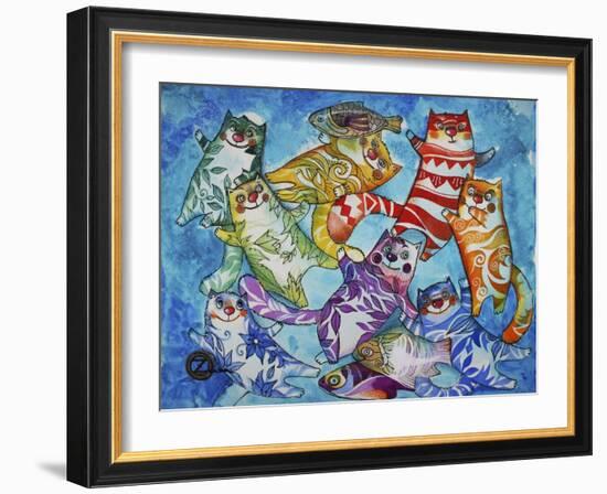 Cats and Fish-Oxana Zaika-Framed Giclee Print