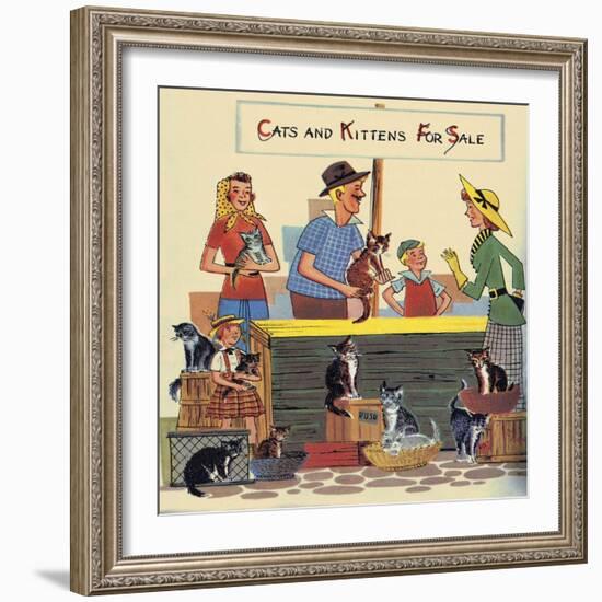 Cats And Kittens For Sale-Tom Sinnickson-Framed Art Print