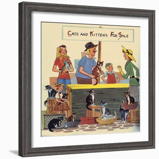 Cats And Kittens For Sale-Tom Sinnickson-Framed Art Print