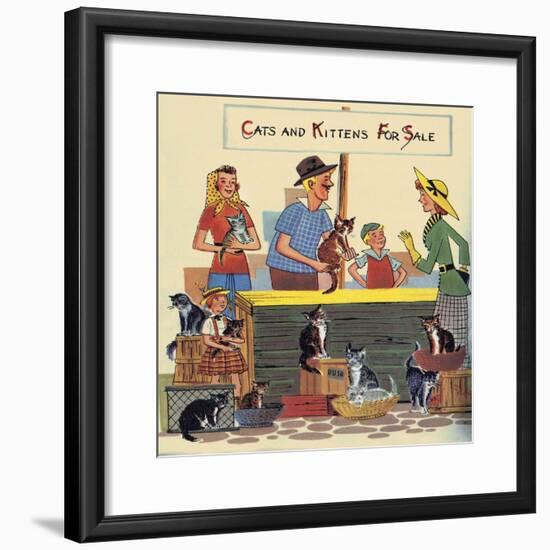 Cats And Kittens For Sale-Tom Sinnickson-Framed Art Print