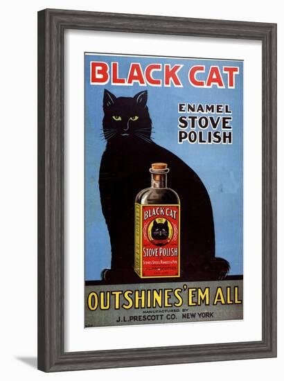 Cats Black Cat Enamel Stove Polish Products, USA, 1920-null-Framed Giclee Print