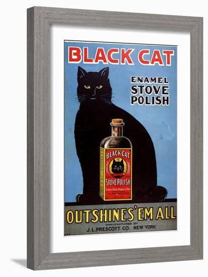 Cats Black Cat Enamel Stove Polish Products, USA, 1920-null-Framed Giclee Print