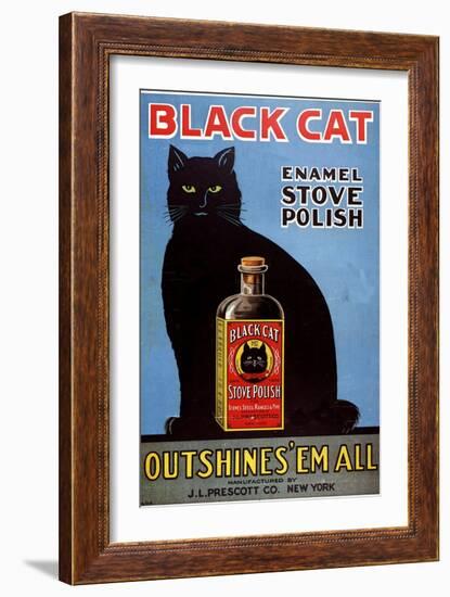 Cats Black Cat Enamel Stove Polish Products, USA, 1920-null-Framed Giclee Print