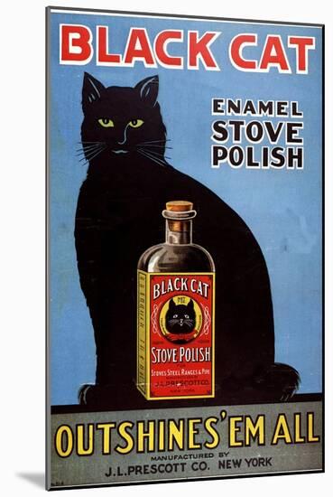 Cats Black Cat Enamel Stove Polish Products, USA, 1920-null-Mounted Giclee Print