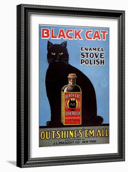 Cats Black Cat Enamel Stove Polish Products, USA, 1920-null-Framed Giclee Print