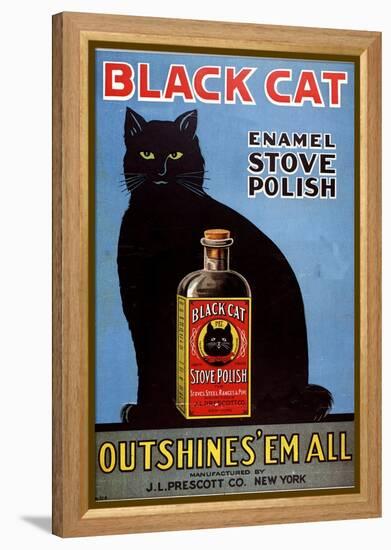 Cats Black Cat Enamel Stove Polish Products, USA, 1920-null-Framed Premier Image Canvas