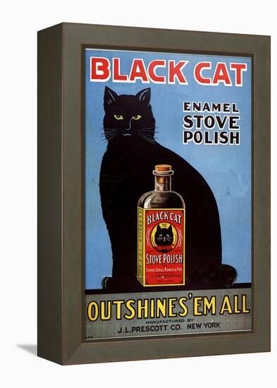 Cats Black Cat Enamel Stove Polish Products, USA, 1920-null-Framed Premier Image Canvas
