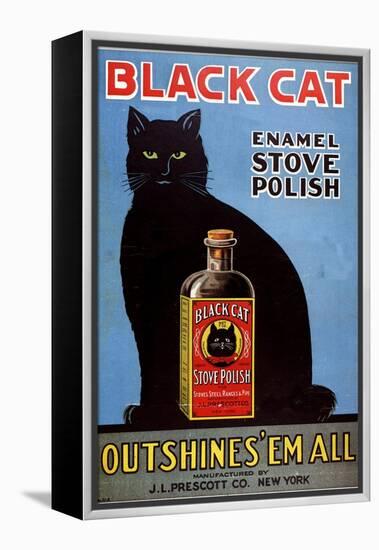 Cats Black Cat Enamel Stove Polish Products, USA, 1920-null-Framed Premier Image Canvas