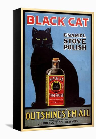 Cats Black Cat Enamel Stove Polish Products, USA, 1920-null-Framed Premier Image Canvas