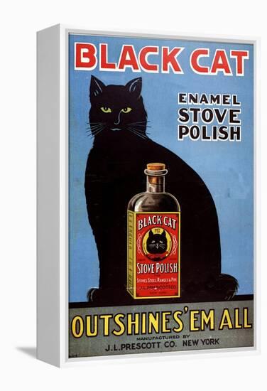 Cats Black Cat Enamel Stove Polish Products, USA, 1920-null-Framed Premier Image Canvas