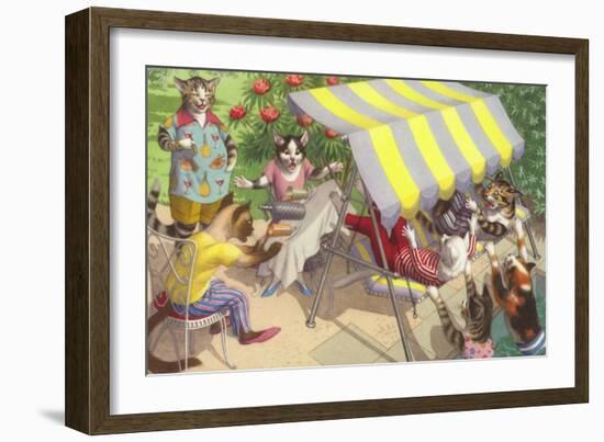 Cats Falling Off a Swing Bench-null-Framed Giclee Print