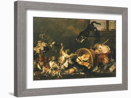 Cats Fighting in Pantry-Paul De Vos-Framed Giclee Print